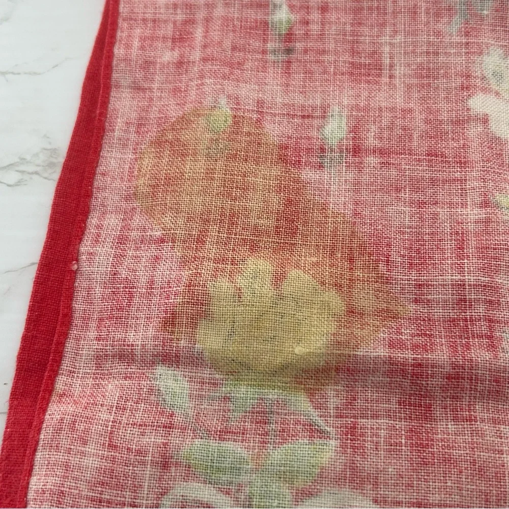 VINTAGE Linen Rose Kitchen Cloth TEA TOWEL